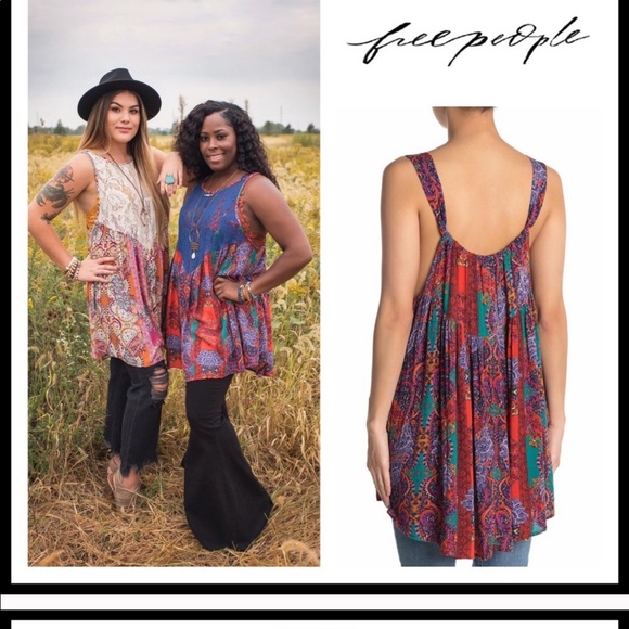 Free People Count Me In Trapeze Mini Dress Blue - Picture 7 of 7